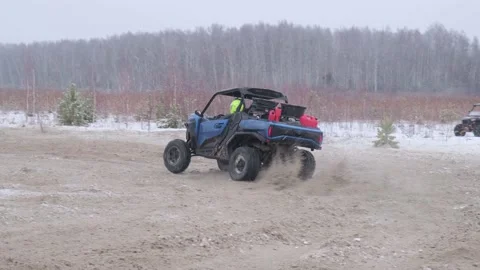 UTV off-road Buggy snow drift Stock Footage 188555669