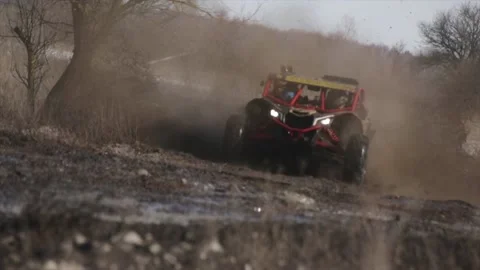 UTV Off Road Extreme Racing. Dirt race Stock Footage 88308409