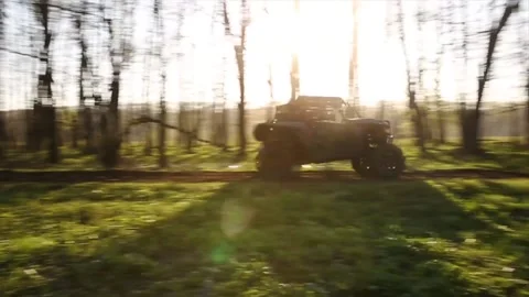 UTV Off Road Extreme Racing in forest Stock Footage 108065546