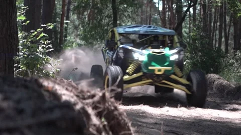 UTV Off Road Extreme Racing in forest. Fast rally car extreme racing Stock Footage 247196961