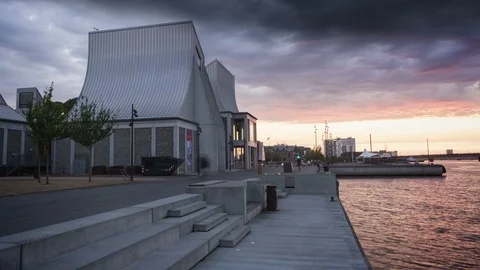The Utzon Center time lapse sunset Vidéo 93289327