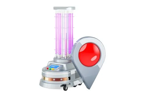 UV-Disinfection Robot with map pointer, 3D rendering Stockillustratie