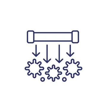 UV light sterilization, UV-C lamp line icon Illustrazione stock