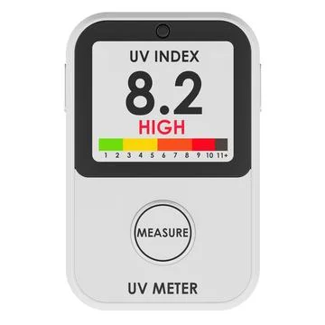 UV meter showing high ultraviolet index. 3D rendering Stock Illustration