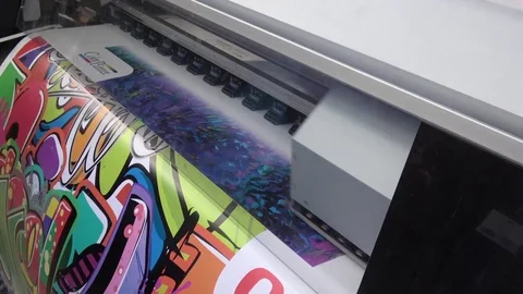 UV printer head, close up view of printing process Stock Footage 83413327