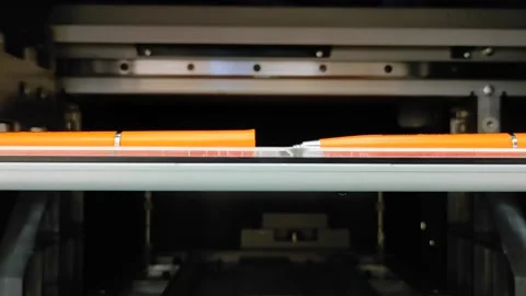 UV printer head, close up view of printing process Stock-Footage 145684504