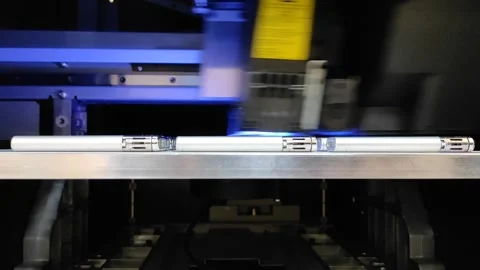 UV printer head, close up view of printing process Stock-Footage 145708899