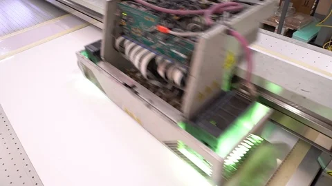 UV printer. Top view. Process of the press. Close up Stock Footage 88396588