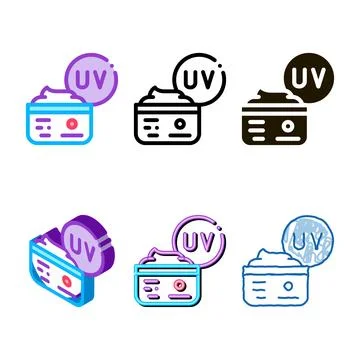 Uv protective cream icon diversity vector outline 스톡 일러스트