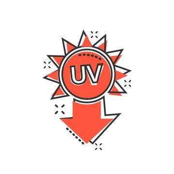 UV radiation icon in comic style. Ultraviolet cartoon vector illustration on  Stock Illustration