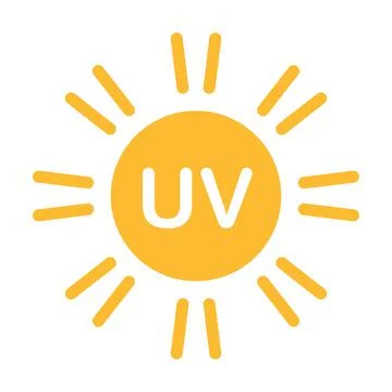 UV radiation icon vector solar ultraviolet light symbol for graphic design, l Stock Illustration