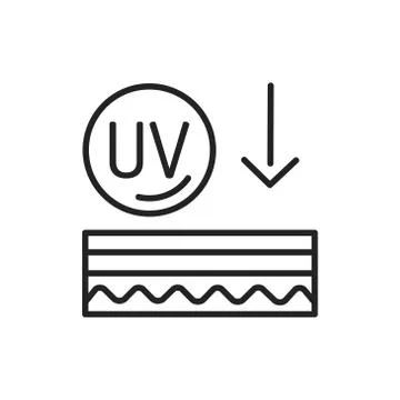 Uvb and uva influence black line icon. Skin layer. Stock Illustration