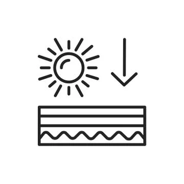 Uvb and uva influence black line icon. Skin layer. Stock Illustration
