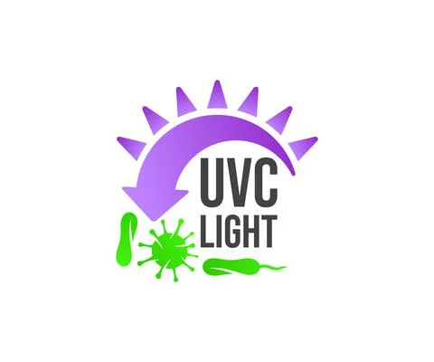 UVC light germicidal, sun, bacteria and virus, logo design Stock Illustration
