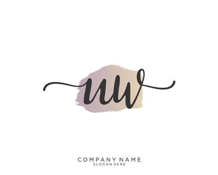 UW Initial handwriting logo design Stock Illustration