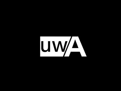 UWA Logo and Graphics design vector art, Icons isolated on black background Illustrazione stock