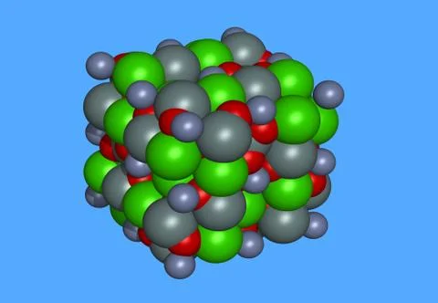 Uwarowit molecular model with atoms Stock Illustration