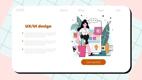 UX and UI designer web banner or landing page. App or website Stock Illustration