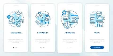 UX basics onboarding mobile app page screen Stock Illustration