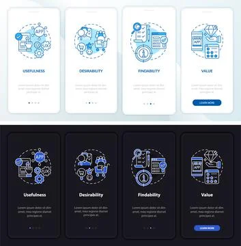 UX basics onboarding mobile app page screen Stock Illustration