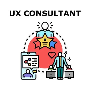 Ux consultant analyzing user experience and digital interface Illustrazione stock