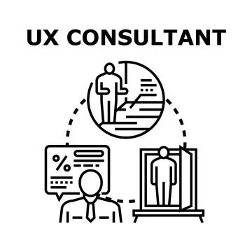Ux consultant analyzing user experience journey Stock Illustration