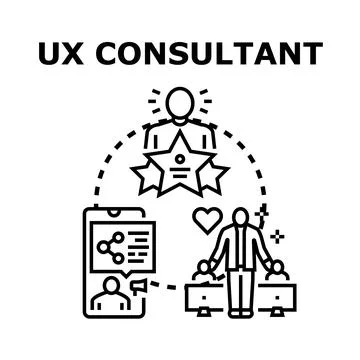 Ux consultant analyzing user experience and digital interface Stock Illustration