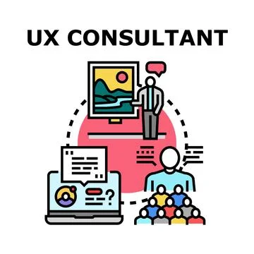 Ux consultant explaining user experience design concepts 库存插图