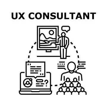 Ux consultant explaining user experience design concepts Stock Illustration