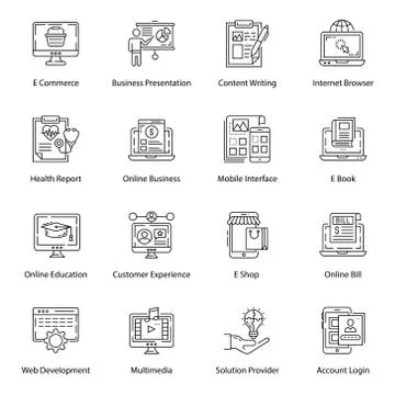 Ux Design and Interface Line Vectors Stock Illustration