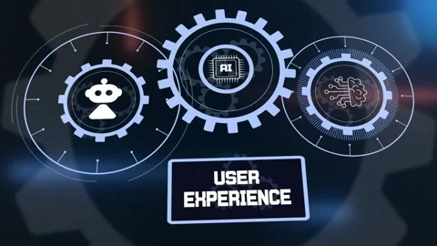 UX Design and User Experience with AI, Robotics and Gears Stock Footage 325790994