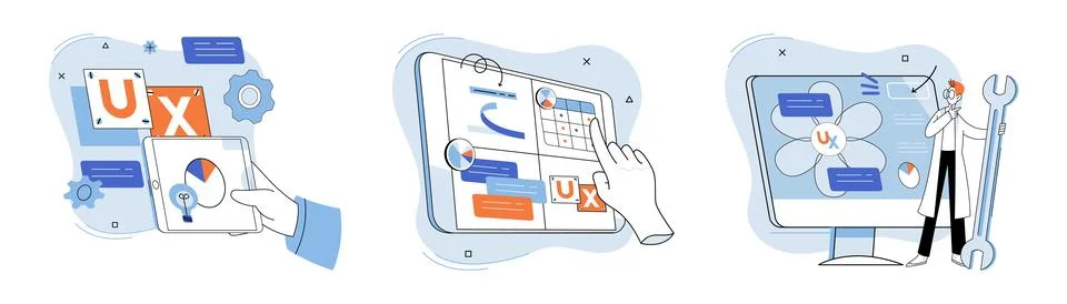 UX design metaphor. User interface, interface that bridges gap between software Stock Illustration