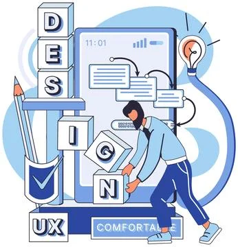 UX design metaphor. User interface, stage on which software interacts with its Stock Illustration