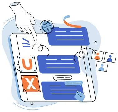 UX design metaphor. User interface, gateway to softwares functionality UX UI Stock Illustration