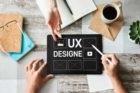 UX Design. User experience designer, Web and application development. Internet Fotos Stock