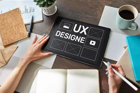 UX Design. User experience designer, Web and application development. Internet Stock Photos