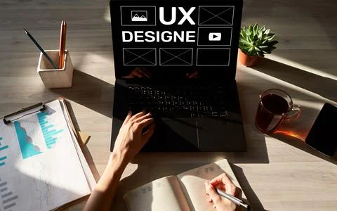 UX Design. User experience designer, Web and application development. Internet Stock Photos