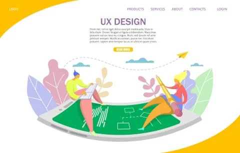 UX design vector website landing page design template Stock Illustration
