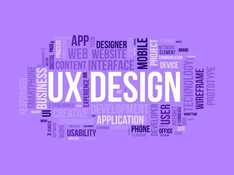 Ux Design wordcloud template. Web Business concept vector background. イラスト素材