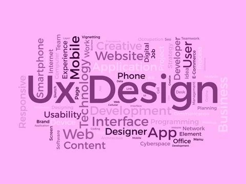 Ux Design wordcloud template. Web Business concept vector background. イラスト素材