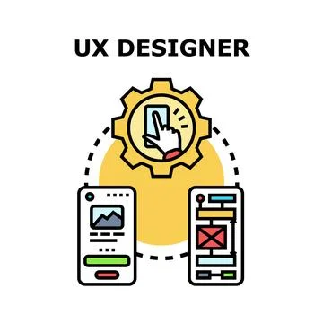 Ux designer creating user experience interface wireframes Stock Illustration