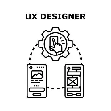 Ux designer creating user experience interface wireframes Stock Illustration