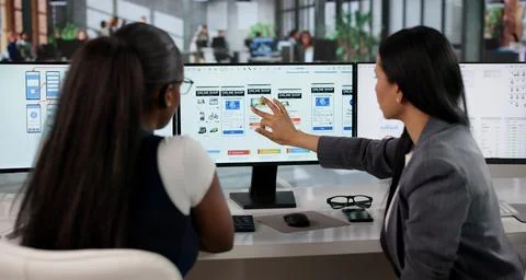 UX Designer Focuses On App Interface Improving Business Growth Strategy. Stock Photos