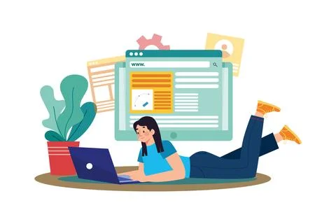 UX designer improving website usability to boost SEO. Stock Illustration