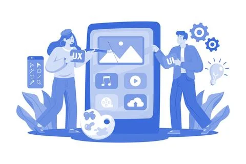 Ux Designer &amp; Ui Developer Illustration concept on a white background Stock Illustration