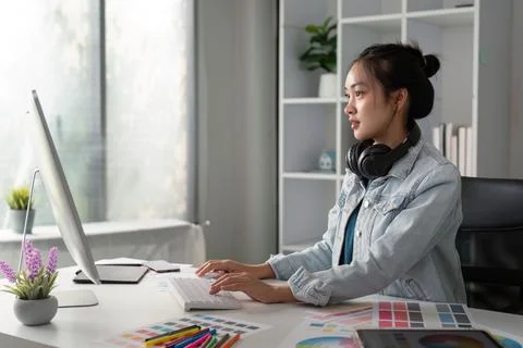 UX designer. Work on creative applications. Man with a palette in his hands Stock Photos