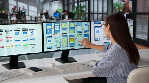 UX Designer Working On Mobile App Layout Stock Footage 333399489