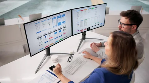 UX Designers Working On App Interface Using PC Stock Footage 331155307