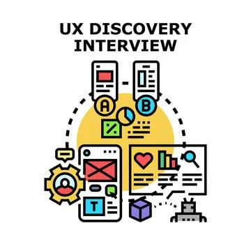 Ux discovery interview improving user experience design Stock Illustration