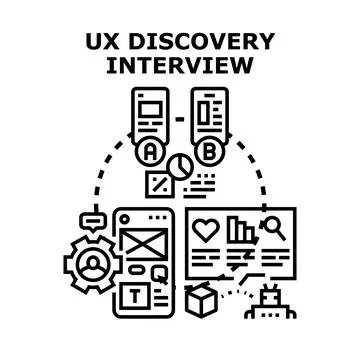 Ux discovery interview improving user experience design Stock Illustration